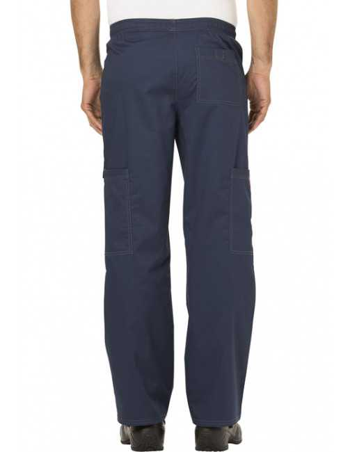 Pantalon médical élastique et cordon Homme, Dickies, Collection "GenFlex" (81003) bleu marine dos