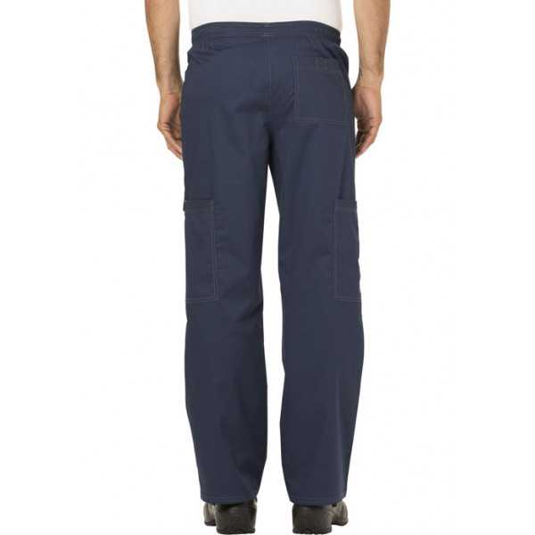 Pantalon médical élastique et cordon Homme, Dickies, Collection "GenFlex" (81003) bleu marine dos