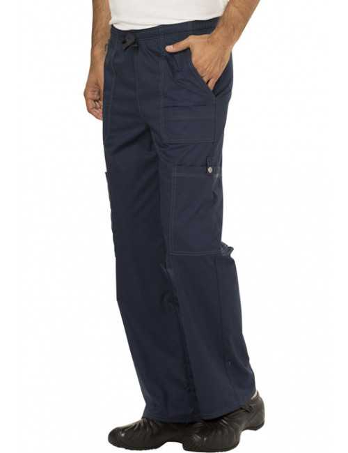 Pantalon médical élastique et cordon Homme, Dickies, Collection "GenFlex" (81003) bleu marine droit