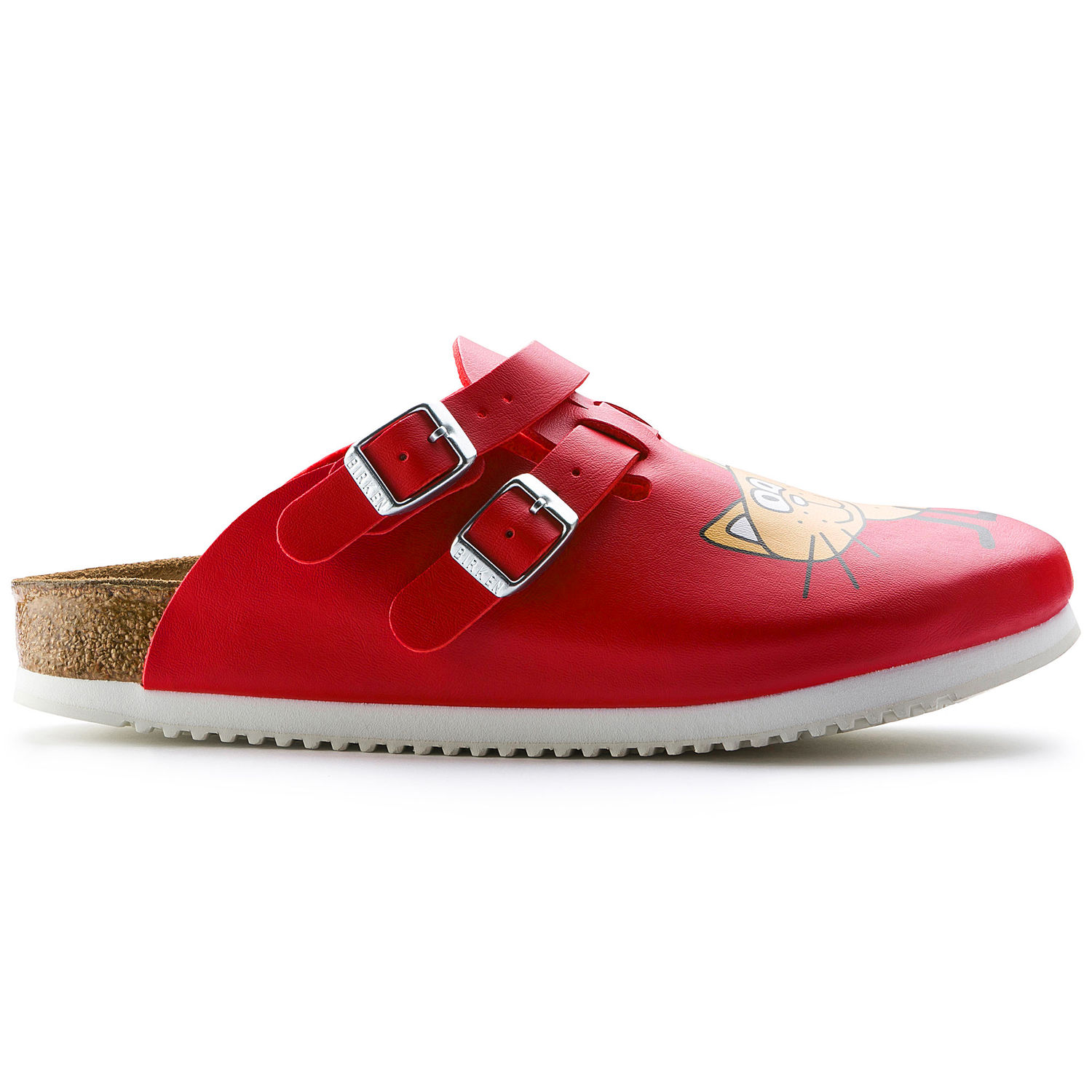 red birkenstock clogs