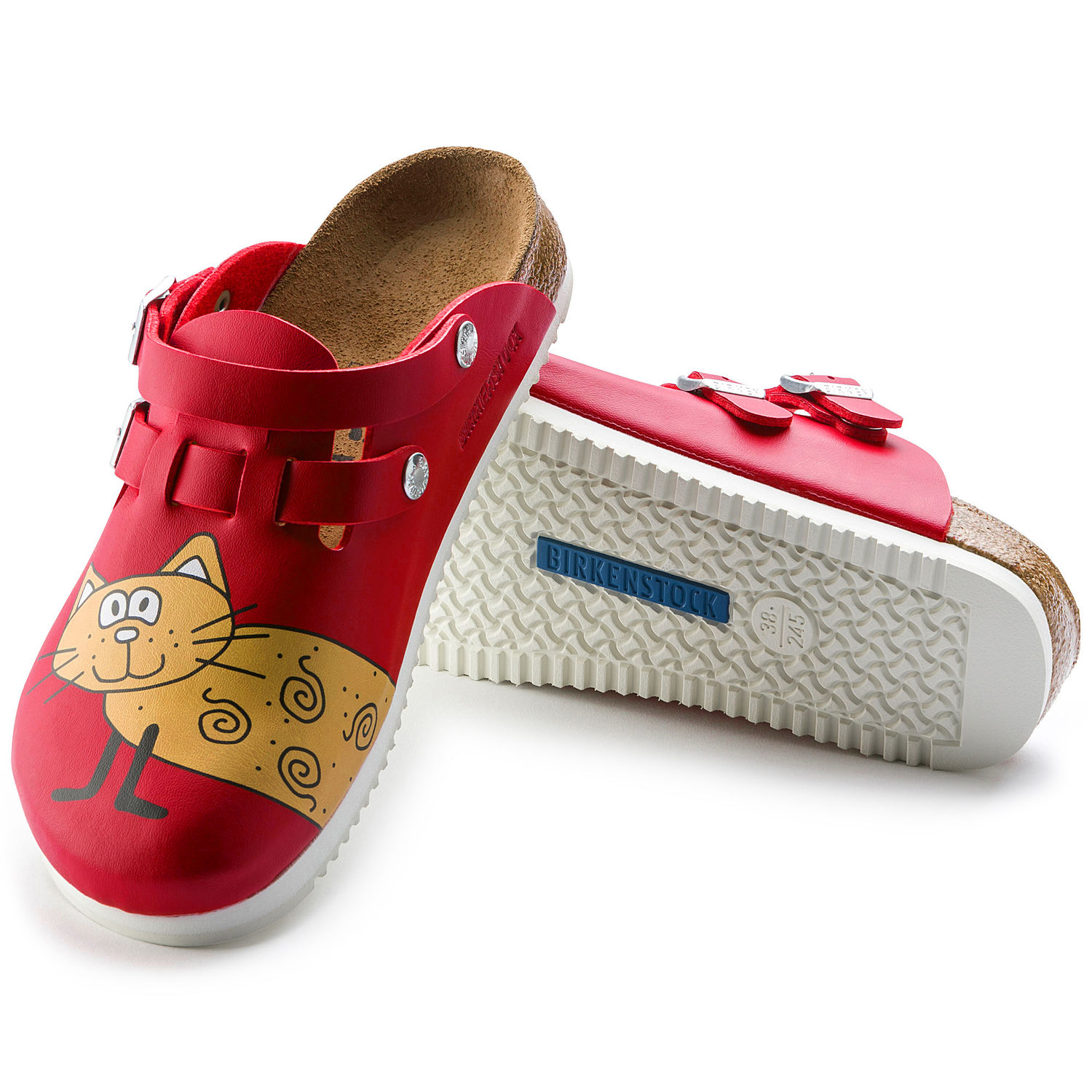 red birkenstock clogs