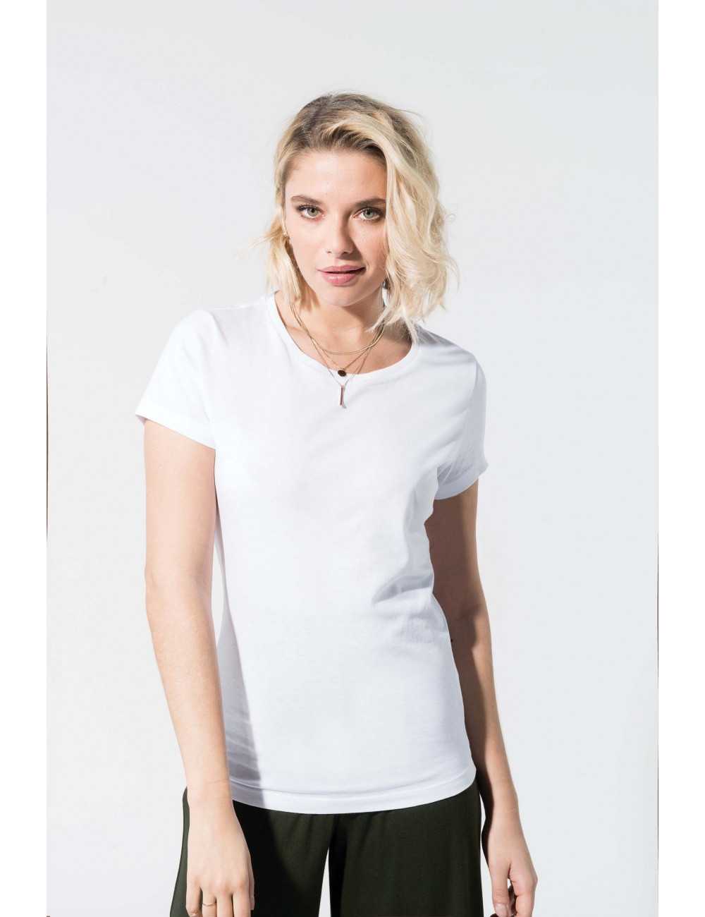 la seguridad vender Amanecer Camiseta de algodón orgánico de cuello redondo para mujer Kariban (K391)