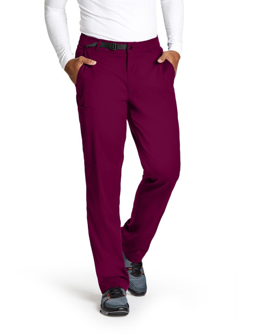 Pantalon médical homme, couleur bordeaux vue de face, collection "Grey's Anatomy Stretch" (GRSP507-)