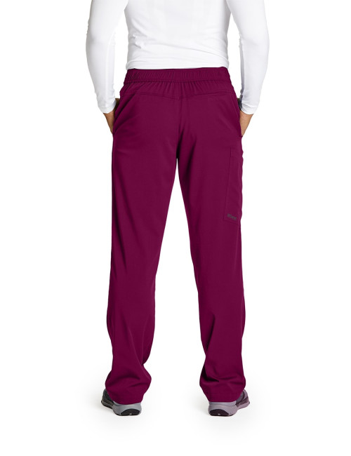 Pantalon médical homme, couleur bordeaux vue de dos, collection "Grey's Anatomy Stretch" (GRSP507-)