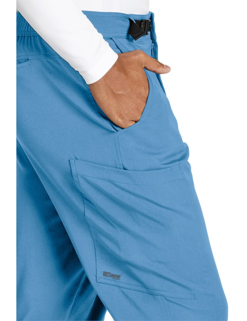 Pantalon médical homme, couleur bleu ciel vue détail, collection "Grey's Anatomy Stretch" (GRSP507-)