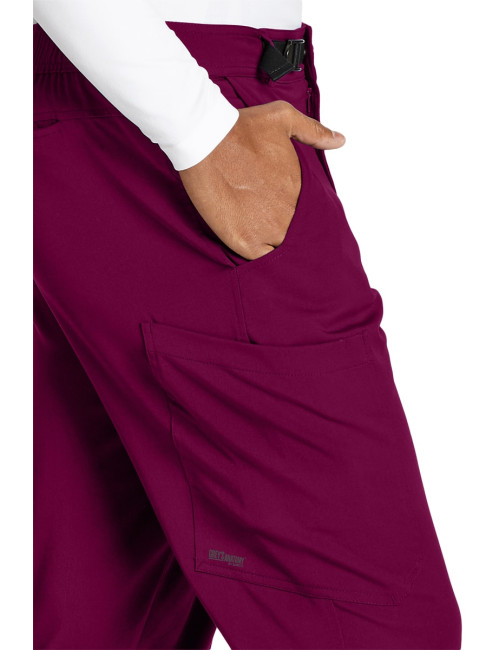 Pantalon médical homme, couleur bordeaux vue détail, collection "Grey's Anatomy Stretch" (GRSP507-)