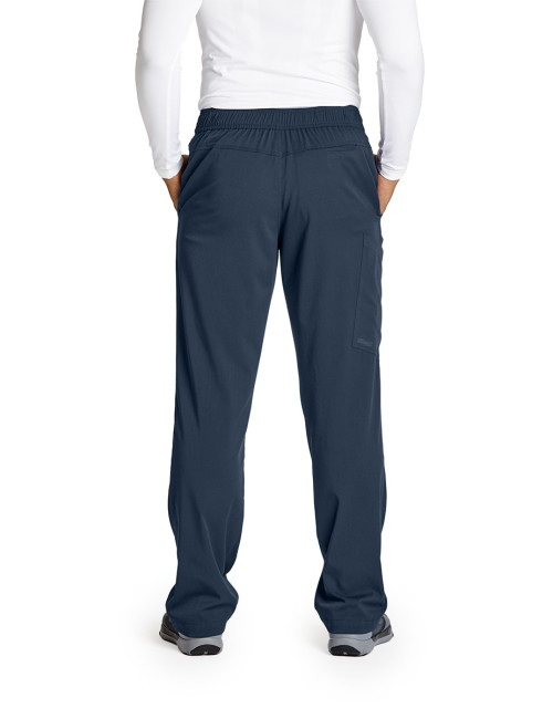 Pantalon médical homme, couleur gris anthracite vue de dos, collection "Grey's Anatomy Stretch" (GRSP507-)