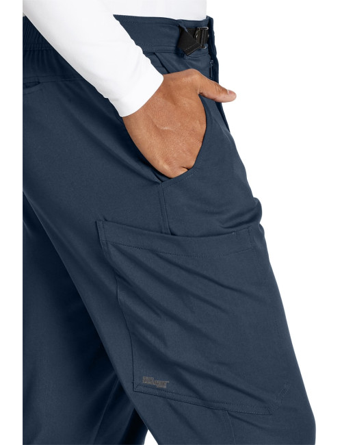 Pantalon médical homme, couleur gris anthracite vue détail, collection "Grey's Anatomy Stretch" (GRSP507-)