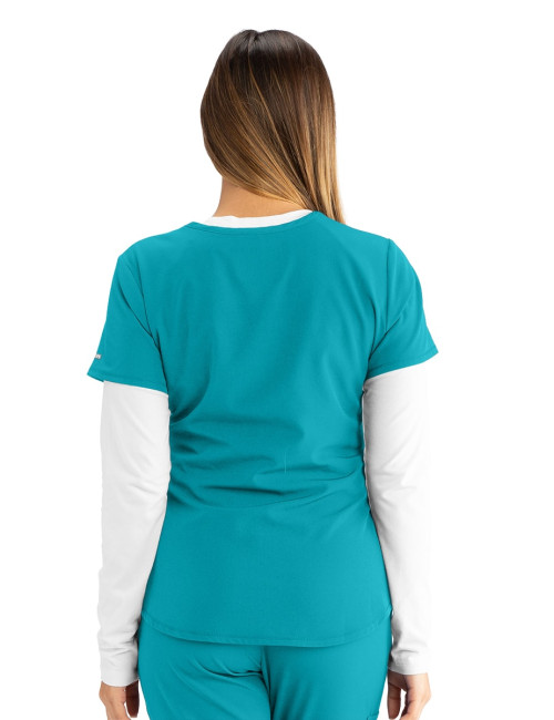 Blouse médicale femme, couleur teal blue vue de dos, collection "Skechers" (SK101-)