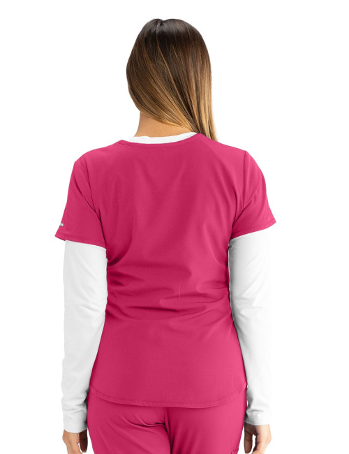 Blouse médicale femme, couleur framboise vue de dos, collection "Skechers" (SK101-)