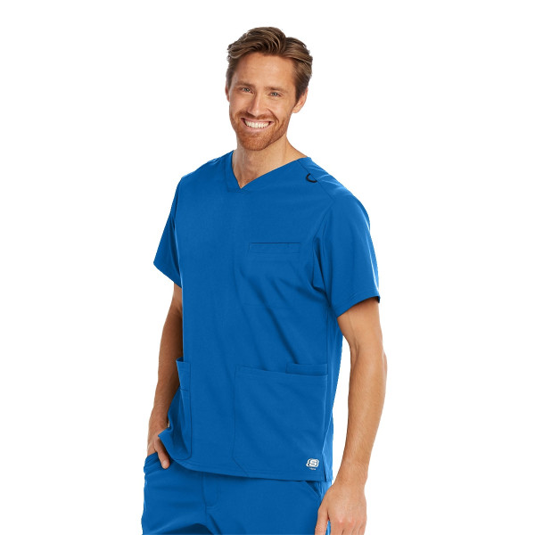 Blouse médicale homme, couleur bleu royal vue de face, collection "Skechers" (SKT020-)