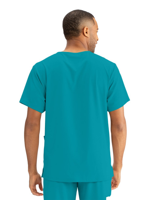 Blouse médicale homme, couleur teal blue vue de dos, collection "Skechers" (SKT020-)