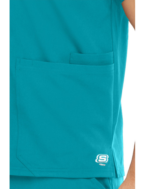 Blouse médicale homme, couleur teal blue vue détail, collection "Skechers" (SKT020-)