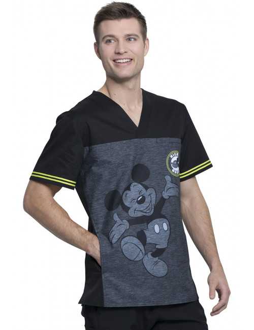 Blouse médicale imprimée "Mickey Be Yourself", vue de gauche, Collection Tooniforms Disney (TF707)