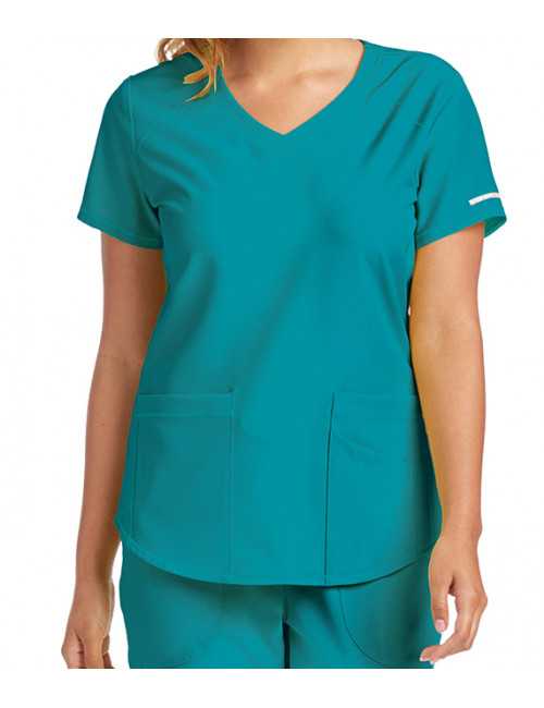 Blouse médicale femme, couleur teal blue vue zoom, collection "Skechers" (SK101-)