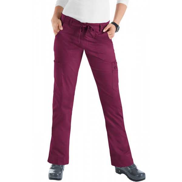 Pantalon médical Femme Koi "Lindsey", collection "Koi Stretch" (710-) bordeaux face