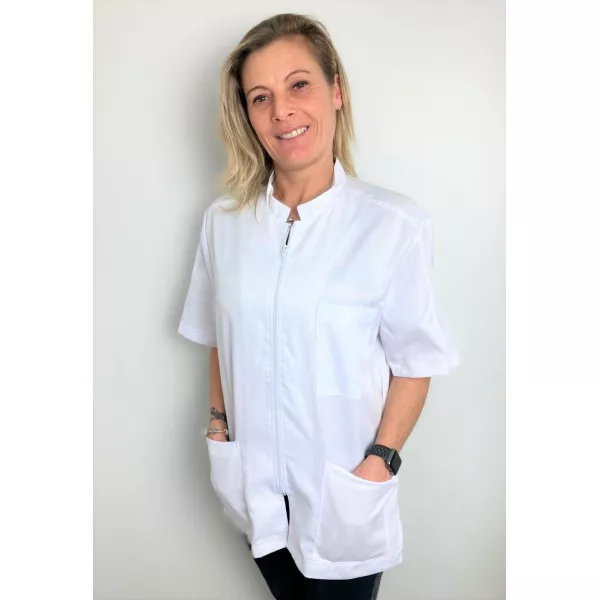 Blouse Médicale Blanche, Femme, Fermeture éclair, Camille Lavandie (2622WHW) vue modele