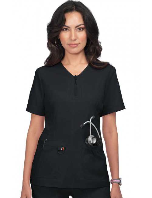 Blouse médicale Femme Koi "Regan", collection Koi Stretch (1060-) noir face