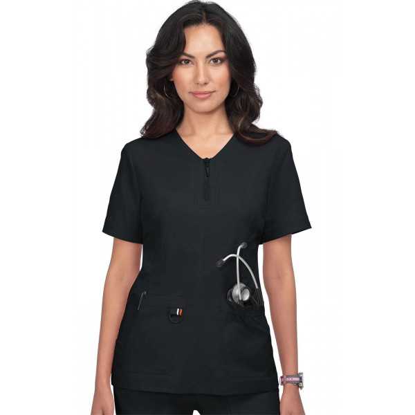 Blouse médicale Femme Koi "Regan", collection Koi Stretch (1060-) noir face