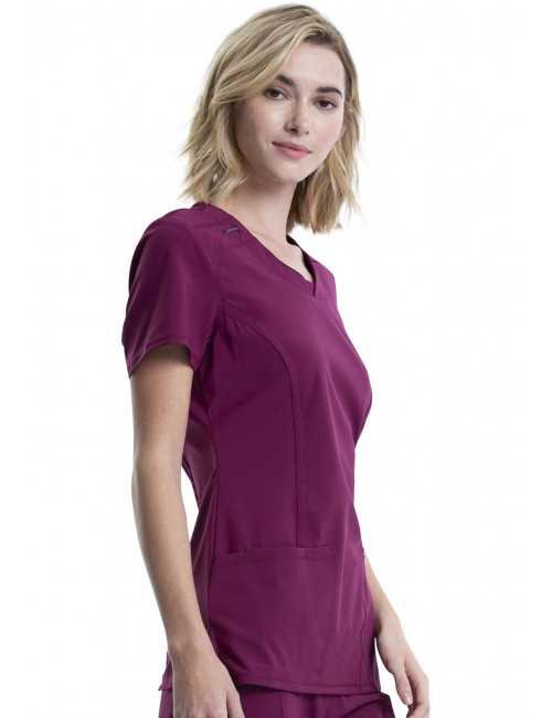 Blouse médicale antimicrobienne Femme Col rond, Cherokee, Collection "Infinity" (2624A) bordeaux droite