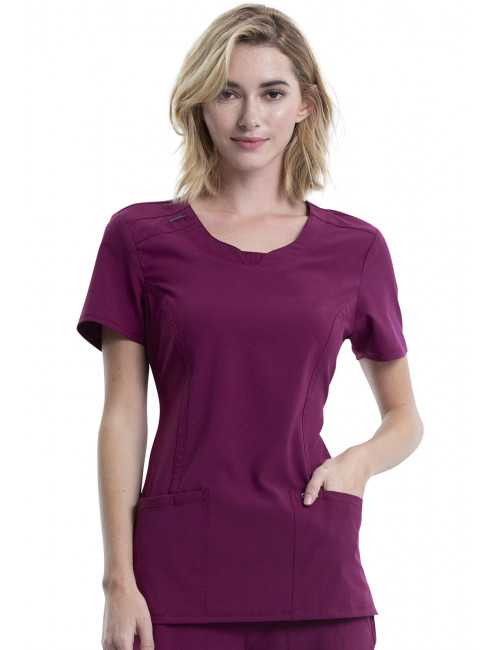 Blouse médicale antimicrobienne Femme Col rond, Cherokee, Collection "Infinity" (2624A) bordeaux face