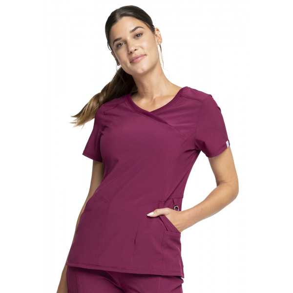 Blouse Médicale Femme Antibactérienne Cherokee, Collection "Infinity" (2625A) bordeaux face