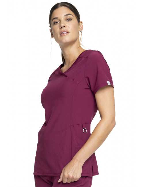 Blouse Médicale Femme Antibactérienne Cherokee, Collection "Infinity" (2625A) bordeaux gauche