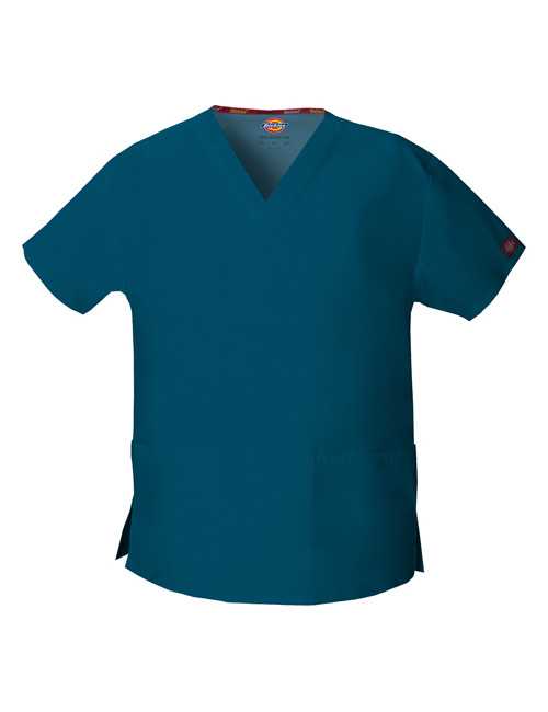Blouse médicale Col V Femme, Dickies, 2 poches, Collection "EDS signature" (86706), couleur vert caraïbe, vue produit