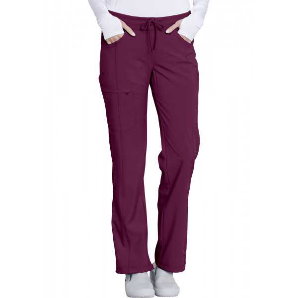 Pantalon médical élastique Femme Antimicrobien, Cherokee, Collection "Infinity" (1123A) bordeaux face