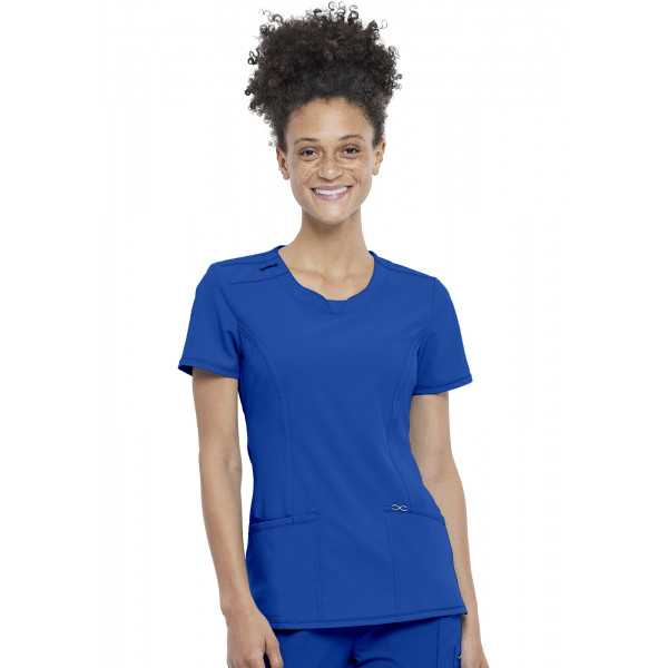 Blouse médicale antimicrobienne Femme Col rond, Cherokee, Collection "Infinity" (2624A) bleu royal face