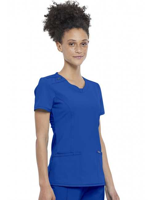 Blouse médicale antimicrobienne Femme Col rond, Cherokee, Collection "Infinity" (2624A) bleu royal gauche