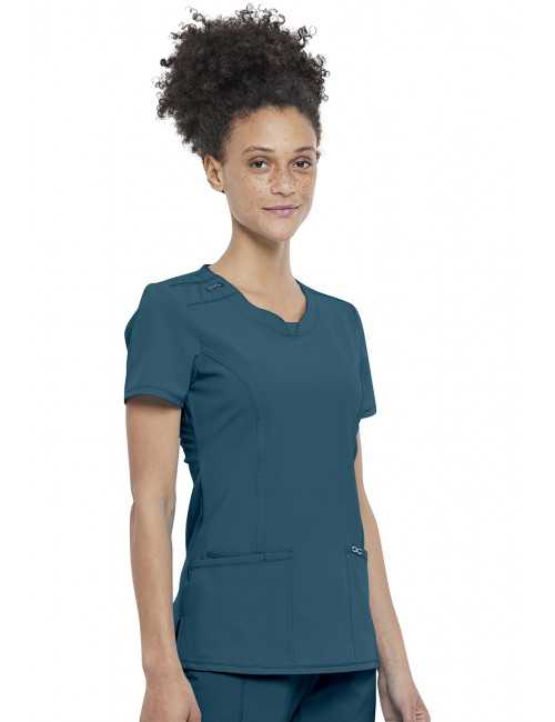 Blouse médicale antimicrobienne Femme Col rond, Cherokee, Collection "Infinity" (2624A) vert caraibe gauche