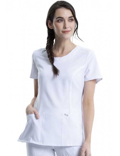 Blouse médicale antimicrobienne Femme Col rond, Cherokee, Collection "Infinity" (2624A) blanc face