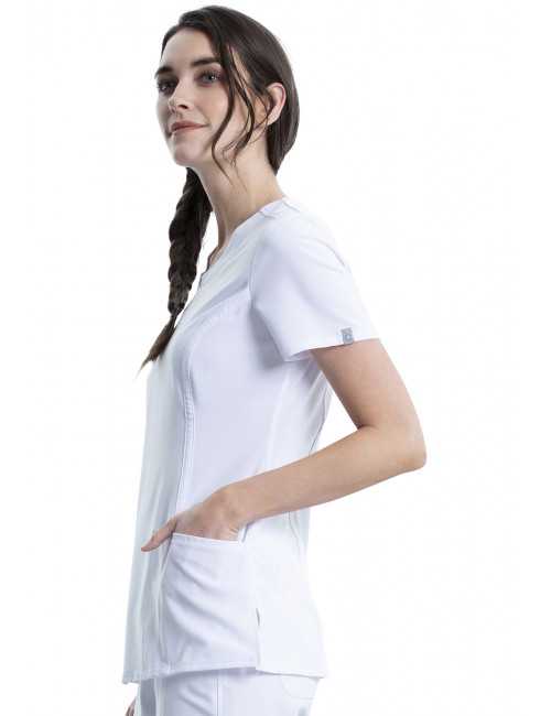 Blouse médicale antimicrobienne Femme Col rond, Cherokee, Collection "Infinity" (2624A) blanc face