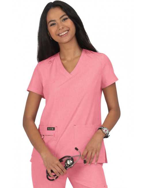 Blouse médicale Femme Koi "Becca", collection Koi Basics (373-) rose chiné face