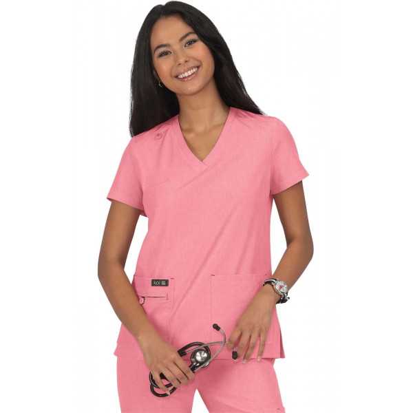 Blouse médicale Femme Koi "Becca", collection Koi Basics (373-) rose chiné face