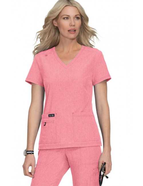 Blouse médicale Femme Koi "Becca", collection Koi Basics (373-) rose chiné face 2