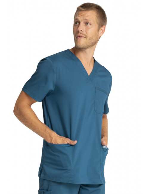 Blouse médicale Homme Col V, Cherokee, Collection "Revolution" (WWE670) vert caraibe gauche