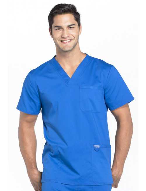 Blouse médicale Homme Col V, Cherokee, Collection "Revolution" (WWE670) bleu royal face