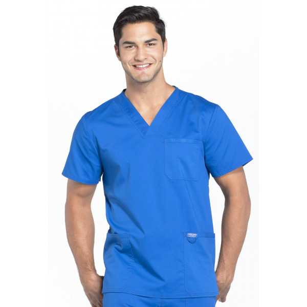 Blouse médicale Homme Col V, Cherokee, Collection "Revolution" (WWE670) bleu royal face