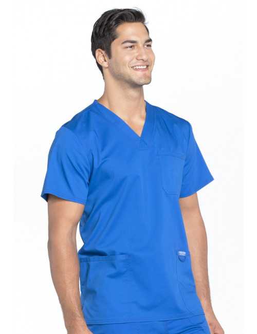 Blouse médicale Homme Col V, Cherokee, Collection "Revolution" (WWE670) bleu royal gauche