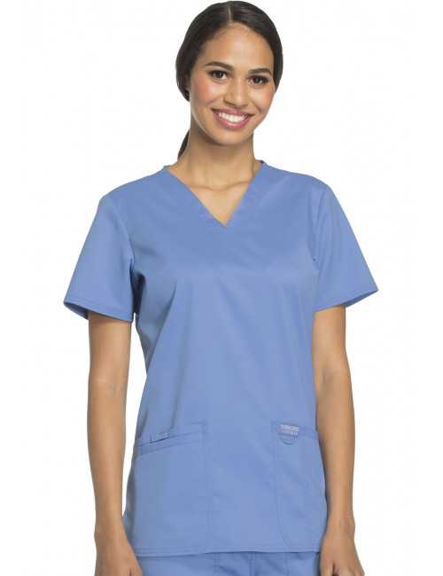 Blouse médicale Femme Col V, Cherokee, Collection "Revolution" (WWE620) bleu ciel face