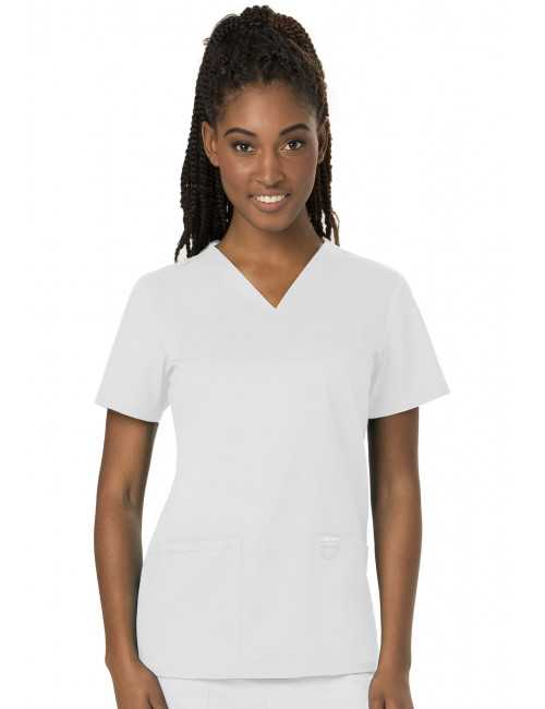 Blouse médicale Femme Col V, Cherokee, Collection "Revolution" (WWE620) blanc face