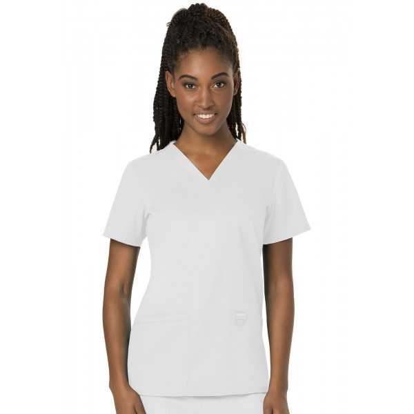 Blouse médicale Femme Col V, Cherokee, Collection "Revolution" (WWE620) blanc face