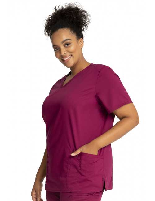 Blouse médicale Femme Col V, Cherokee, Collection "Revolution" (WWE620) bordeaux gauche