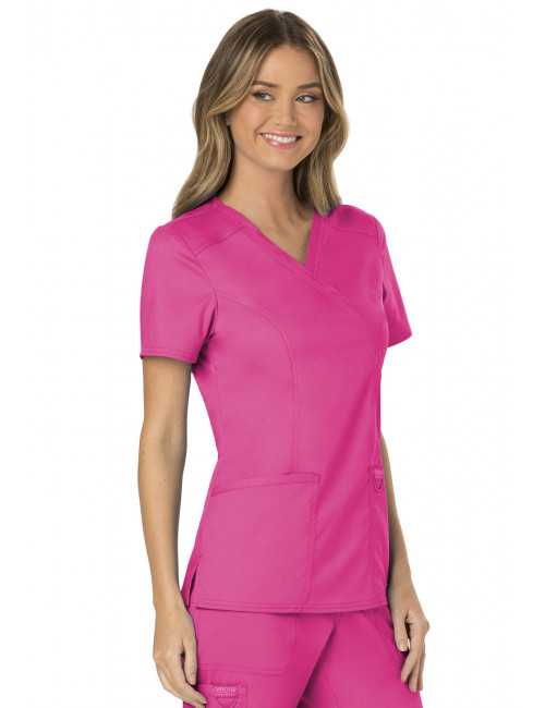 Blouse médicale Femme Cache Coeur, Cherokee, Collection "Revolution" (WWE610) rose gauche