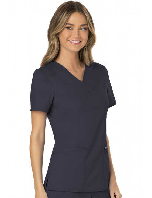 Blouse médicale Femme Cache Coeur, Cherokee, Collection "Revolution" (WWE610) gris anthracite gauche