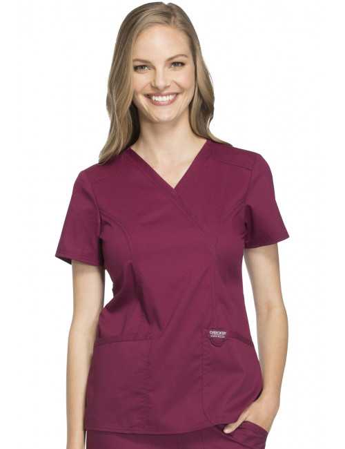 Blouse médicale Femme Cache Coeur, Cherokee, Collection "Revolution" (WWE610) bordeaux face