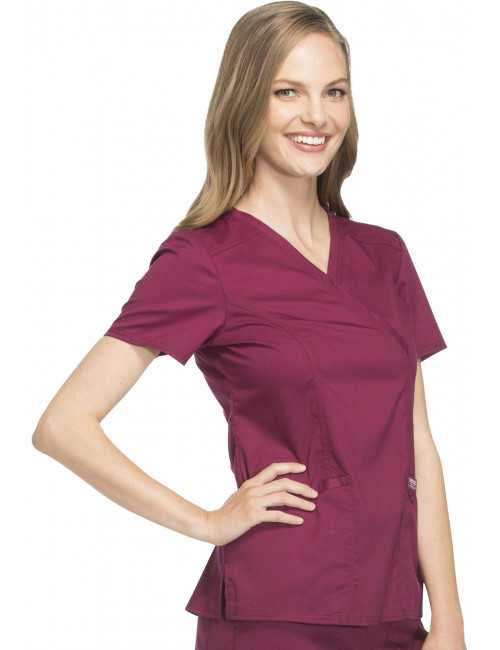 Blouse médicale Femme Cache Coeur, Cherokee, Collection "Revolution" (WWE610) bordeaux gauche