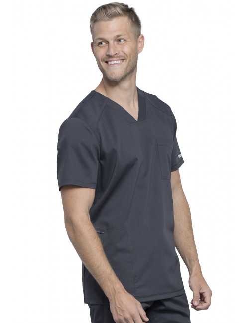 Blouse médicale Homme Col V, Cherokee, Collection "Revolution" (WWE603) gris anthracite droite